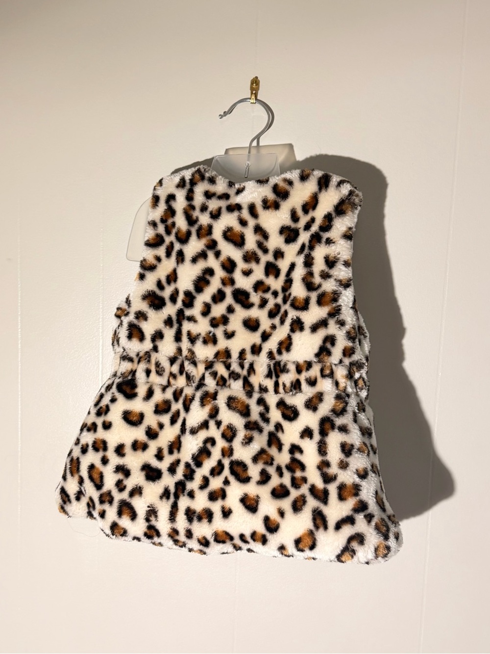 Little Me Leopard Print Faux Fur Vest in White, Black & Brown - Picture 4 of 5